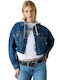 Crop Women's Jacket for Winter Blue