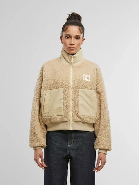 Karl Kani Zuschneiden Damen Bomber Jacke Beige