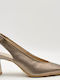 Leather Heels with Chunky Mid Heel Brown