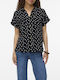 Short Sleeve Women's Shirt White Polka Dot