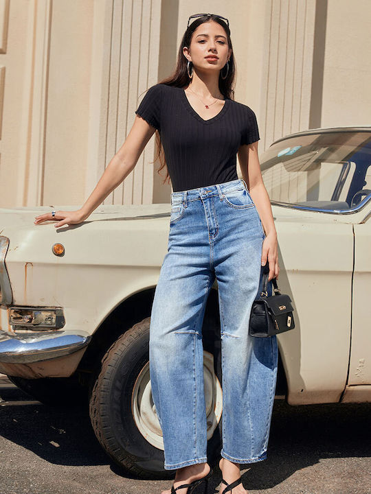 High Rise Women's Jean Pants in Balloon Leg Style