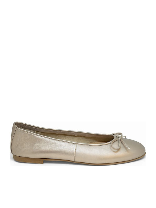 Bigshoes Damen Ballerinas aus Leder in Beige Farbe