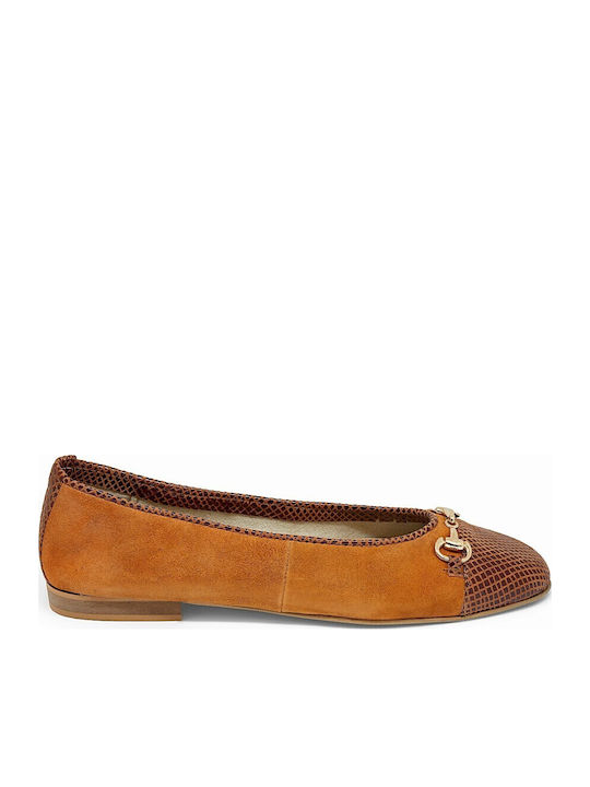 Bigshoes Damen Ballerinas aus Leder in Tabac Br...