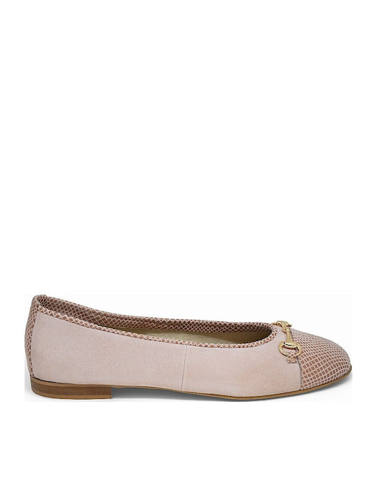 Damen Ballerinas Aus Leder In Rosa Farbe