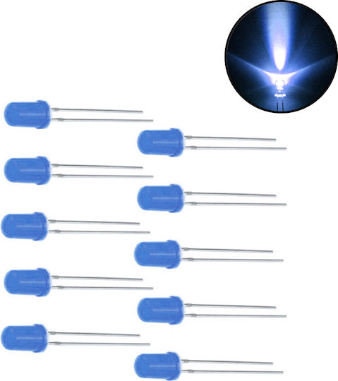 Set LED Diodes 5mm 2.7 Volt Type F5 Blue 10 Pieces