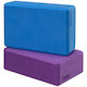 Set 2 Blocuri Fitness Eva Spumă Antiderapantă Albastru Mov 23x15cm
