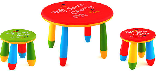 Kids Table Set with Chairs Made of Red Plastic Raki