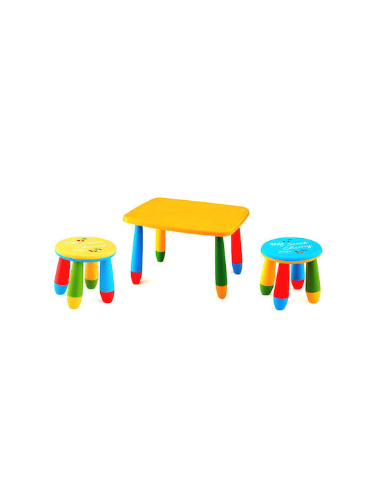 Kinder Tische Set mit Stühlen aus Kunststoff Gelb Raki