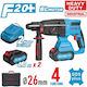 FixTec Rotary Hammer Excavator Battery Brushless 20V 2x4Ah with SDS Plus Socket FCRH2601-42