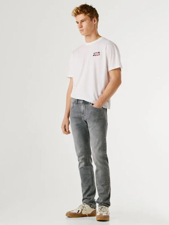 Track Men's Jeans Pants with Slim Fit Grey Denim