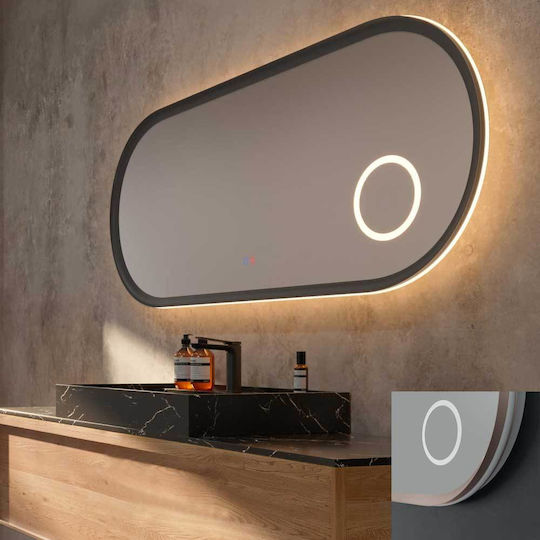 Imex Οβάλ Καθρέπτης Μπάνιου Led 120x60cm Καφέ