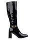 Women's Boots Made of Patent Leather with High Heel Black