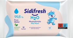Sidifresh H2O Baby Wipes with 99% Water Alcohol-Free & Parabens Free 63pcs