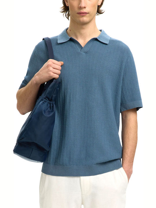 Selected Selected Short Sleeve Polo Shirt Blue ...