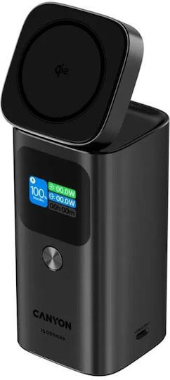 Canyon OnPower MagSafe 15000mAh 100W με Θύρα USB-A και 2 Θύρες USB-C Power Delivery Μαύρο
