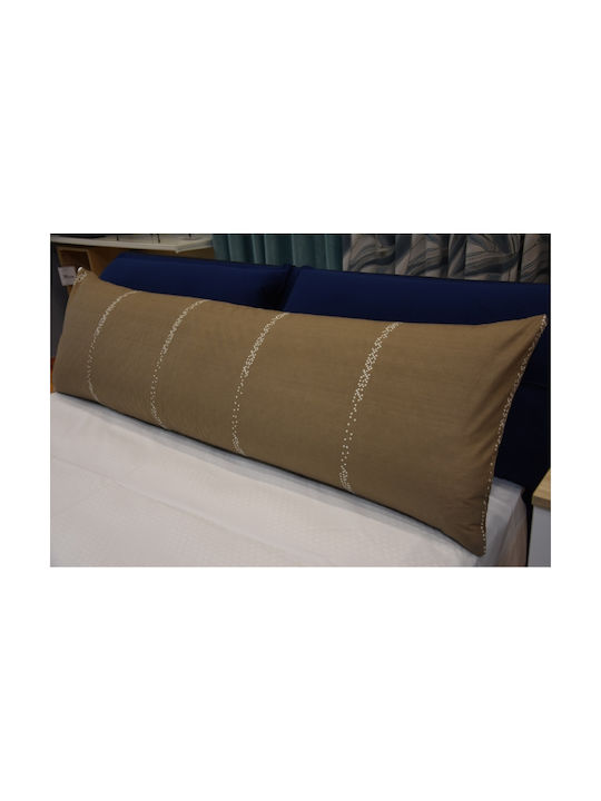 Body Pillow Olive Brown Pillowcase 50×160cm Ultra Sonic Quilted White Ideal for Pregnant Women & Side Sleep