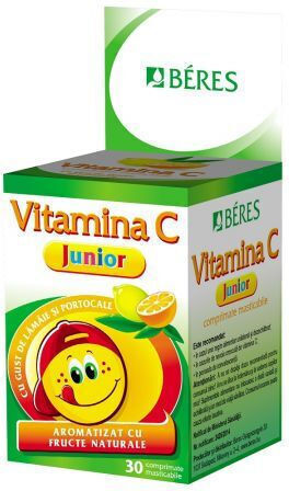 Béres Vitamina C Pentru Întărirea Imunității Pielii Și Acțiune Antioxidantă Aromă Lămâie 30 Comprimate