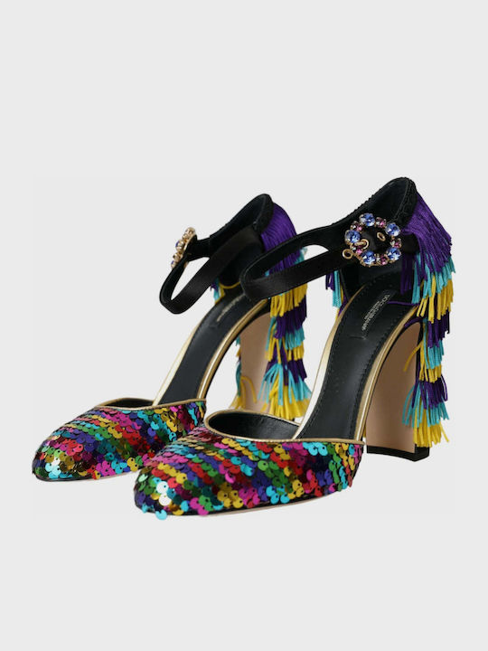 Dolce & Gabbana Дамски Кожени Обувки На Ток Многоцветни