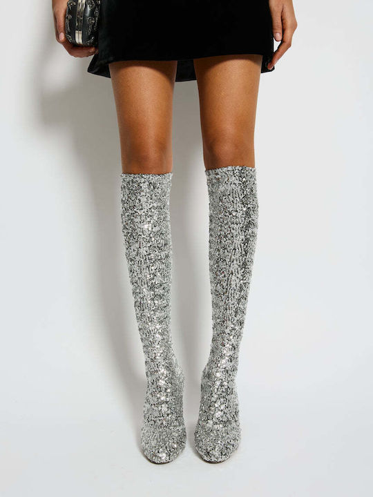 Dolce & Gabbana Leder Damenstiefel Silber