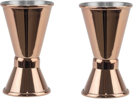 Set 2 Stainless Steel Alcohol Measures Bar 25/50ml Copper Finish