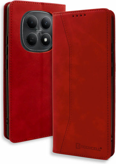 Книга Калъф От Изкуствена Кожа / Кожен Червен За Xiaomi Note 15 5G/Poco M8