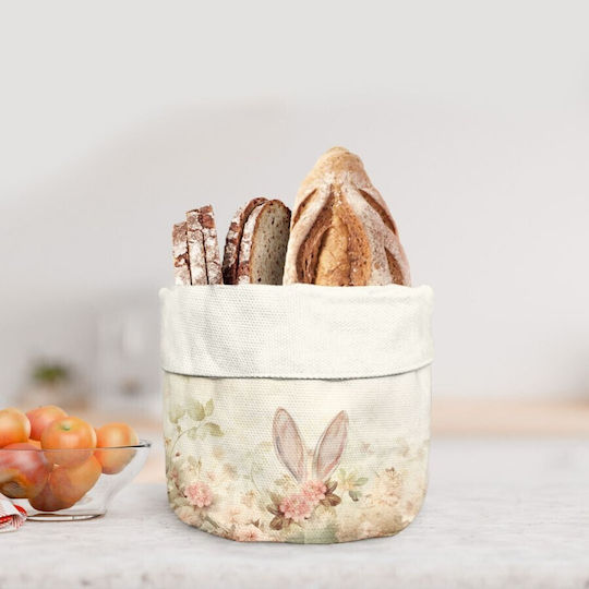 Coș De Pâine 16x21cm Din Bumbac Pastel Floral Urechi De Iepuraș Elon