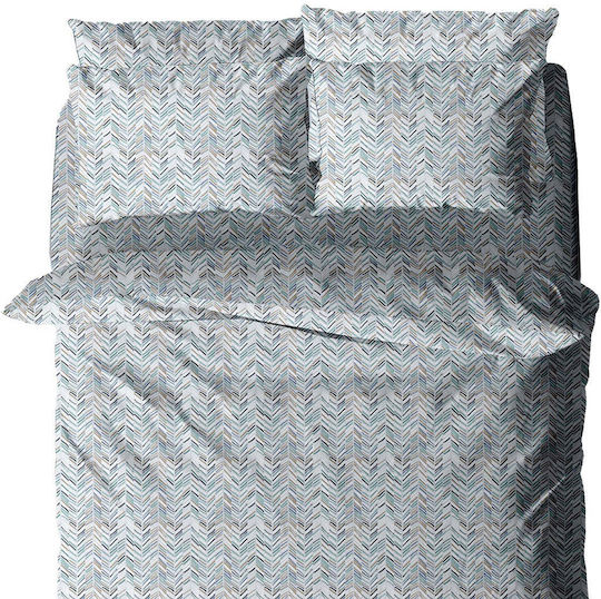 White Fabric Nuvy Σετ Σεντόνια Μονά 160x260εκ. Μπλε (3τμχ)