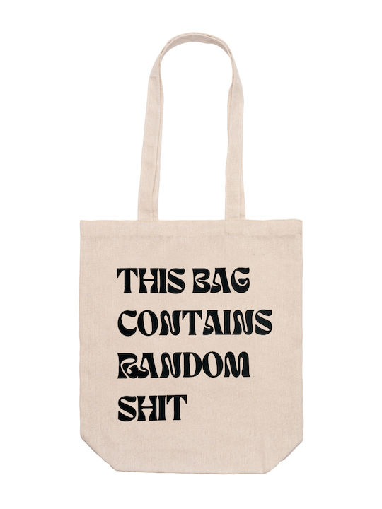 Τσάντα Μπεζ 37εκ. 42εκ. 12εκ Ψώνια This Bag Contains Random Shit Dp6556