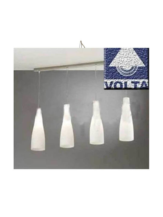 Volta Butla Pendant Ceiling Light Silver Rail for 4 Bulbs E27 100x100cm