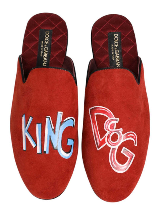 Dolce & Gabbana Кожени Зимни Мъжки Чехли Червени