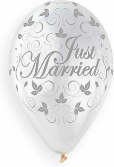 Σύνθεση με 25 Μπαλόνια Γάμου Διάφανα Just Married 33εκ.