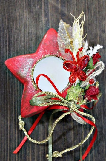xfood Weihnachtskerze Rote Sternchen Gips 10x10cm