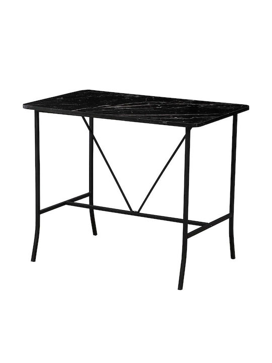Retro Bar Tisch mit Marmor Oberfläche Schwarz 110x70x92cm