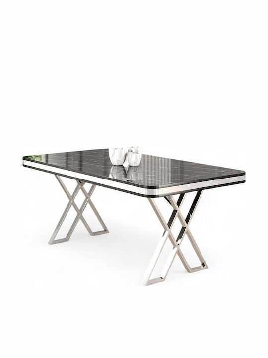 Vals Dining Room Table with Marble Surface Blac...