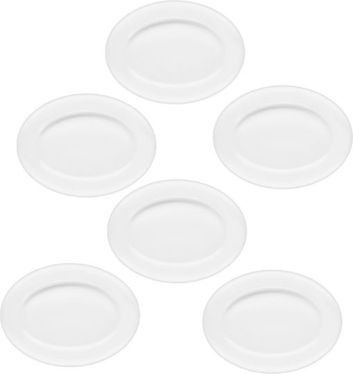 Bormioli Rocco Serving Platter Oval Glass White 22.8x15.5cm 6 Pieces