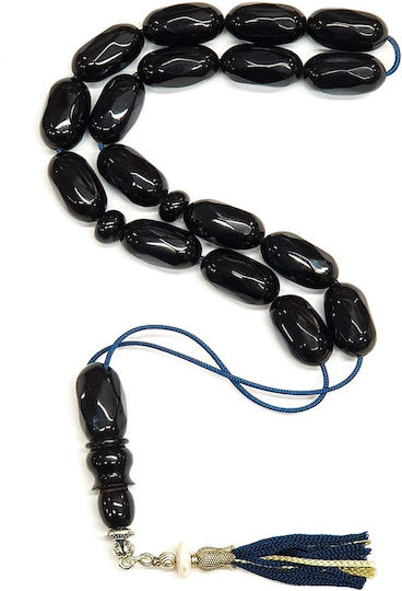 Roloi Komboloi Worry Beads with 17 Beads Made of Mastic Length 38cm Blue