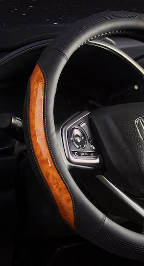Car Steering Wheel Cover with 38cm Diameter in Brown Leatherette