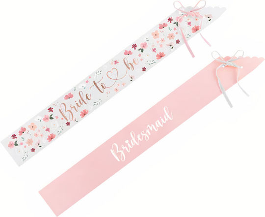 Bachelor Bride To Be & Bridesmaid Fabric Ribbon Metallic 6pcs