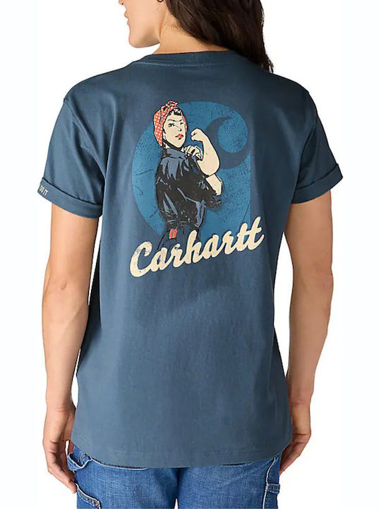 Carhartt Γυναικείο Crop T-shirt Μπλε