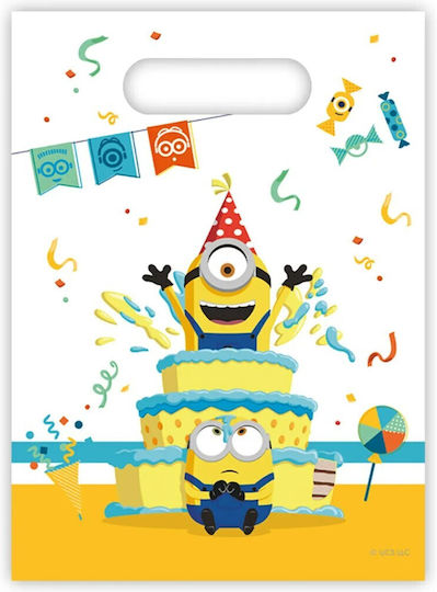 Plastic Gift Bag with Minions Theme 18x28cm 6 Pieces