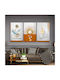 Threefold Glass Composition of Abstract Design in Orange Tones (50x70cm)