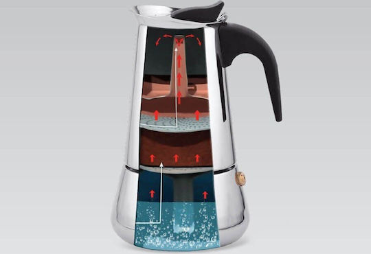 Maestro Μπρίκι Espresso 6cups Inox Μαύρο