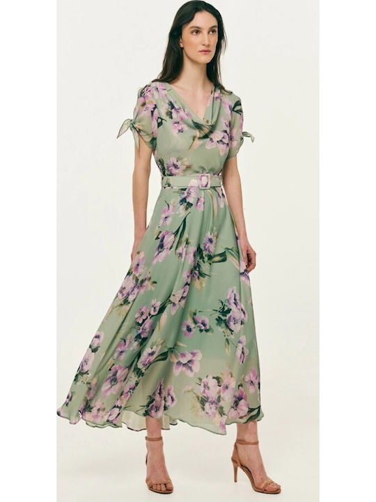 Forel Midi Dress for Wedding Christening Drape Satin Green 082.50.01.130 |  Skroutz.mt
