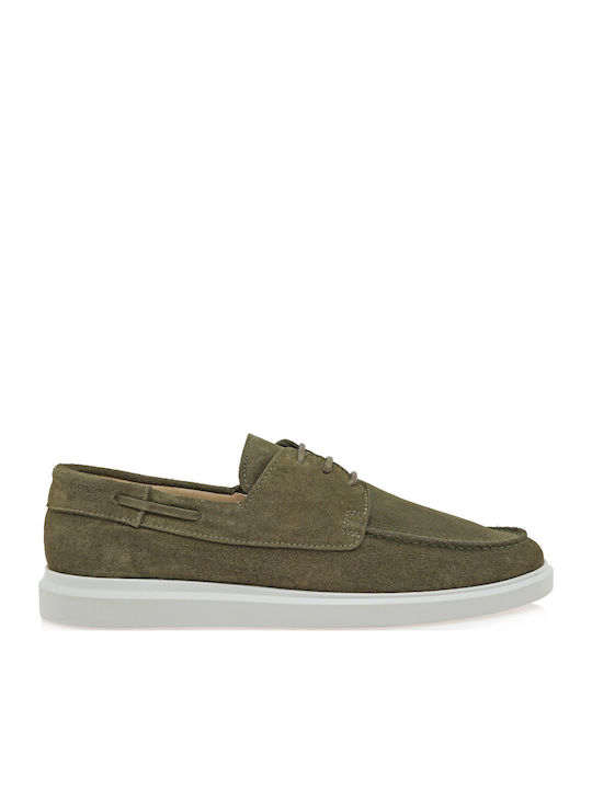 Suede Men's Boat Shoes in Green Colour