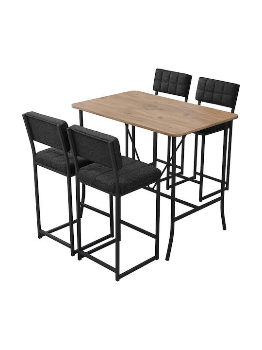 Hanah Home Esszimmermöbel-Set mit Bar mit 4 Hockern 110x70cm