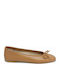 Leather Women's Ballerina Shoes Tabac Brown