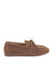 Leather Women's Boat Shoes In Tabac Brown Colour