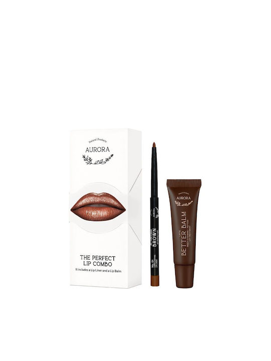 Aurora Natural Das Perfekte Lippen-Set Σετ Μακιγιάζ für die Lippen Braun+Latte 2 Stück