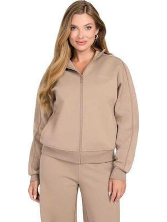 Women's Sweatshirt Cardigan Beige