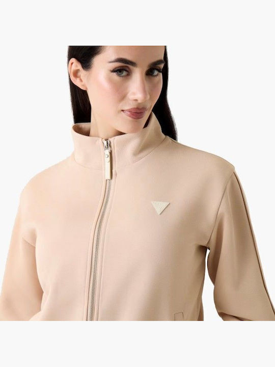 Guess Γυναικεία Ζακέτα Φούτερ Beige